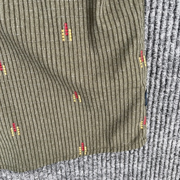 Roark Shirt Mens Medium Green Striped Geometric Short Sleeve Button Up Casual - Picture 5 of 12